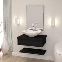 Bancada para Banheiro com Cuba Abaulada L42 Prateleira e Espelheira 606w Metrópole