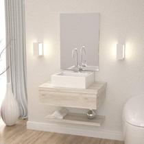 Bancada para Banheiro com Cuba Q35 Prateleira e Espelheira 606w Metrópole Bancada para Banheiro com Cuba Q35 Prateleira e Espelheira 606w Metrópole