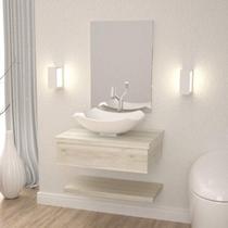 Bancada para Banheiro Cuba Abaulada L42 com Prateleira 605w Metrópole