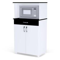 Bancada para Micro-ondas com 2 Portas Cassandra Branco Preto