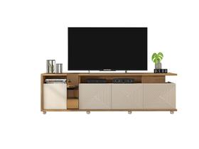 Bancada Para TV Sala Columbus Caemmun - Buriti/ Off White - Blessed House