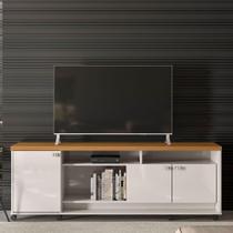 Bancada Rack para Sala Dallas Off White/Tauari 3 Portas 2 Prateleiras e Rodízios - Lukaliam