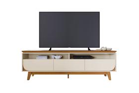 Bancada Rack Selene Cinamomo Off White 2,00m Para TV Até 75 3 Gavetas Corrediça Telescópica Liberty Móveis Bancada Rack Selene Cinamomo Off White 2,00m Para TV Até 75 3 Gavetas Corrediça Telescópica Liberty Móveis