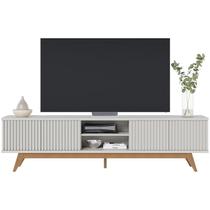 Bancada Rack TV 75 Pol 218 cm Fortaleza Off White Matte CLB