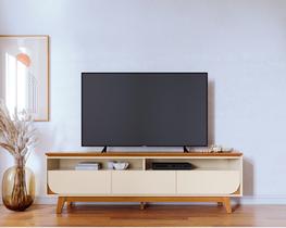 Bancada Selene 2m Para TV até 75'' com 3 Gavetas e Pés Retrô - Cinamomo/Off White Madetec