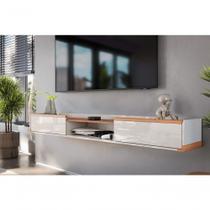 Bancada Suspensa Atlas Suporte P/ Decoração E Eletrônicos Off White /jequitiba 2 Gavetas Bancada Suspensa Atlas Suporte P/ Decoração E Eletrônicos Off White /jequitiba 2 Gavetas