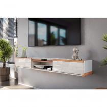 Bancada Suspensa Atlas Suporte P/ Decoração E Eletrônicos Off White Perolizado/jequitiba Bancada Suspensa Atlas Suporte P/ Decoração E Eletrônicos Off White Perolizado/jequitiba