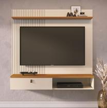 Bancada Suspensa com Painel Íris com Frisos Lateral 1 Porta Basculante - Cinamomo/Off White Madetec