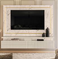Bancada suspensa Gaia Para TVs até 75 Polegadas com Led Calacata Off White Madetec