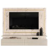 Bancada Suspensa Gaia TV 75 Polegadas com Led Cor Calacata Off White - Madetec