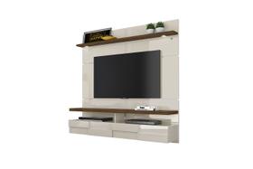 Bancada Suspensa Home Painel Lana 160cm para TV até 60 Polegadas Luminária LED Porta Basculante Off Off White e Savana Bancada Suspensa Home Painel Lana 160cm para TV até 60 Polegadas Luminária LED Porta Basculante Off Off White e Savana