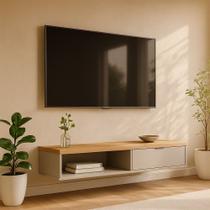 Bancada Suspensa Rack para Sala 136cm Prime L06 Nature/Off White - Mpozenato