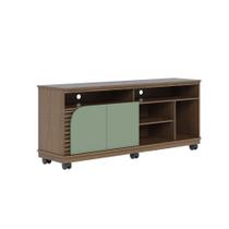 Bancada Tv De 65'' 2 Portas Ewa E Rodízio 150cm Amêndoa-verde Pistache C04 - D'rossi