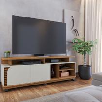 Bancada Tv de 75'' 2 Portas com Rodízio Ewa 180cm Freijó/Off White C04 - D'Rossi Bancada Tv de 75'' 2 Portas com Rodízio Ewa 180cm Freijó/Off White C04 - D'Rossi