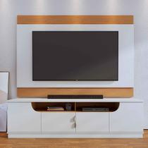 Bancada Tv de 75 Polegadas 4 Portas Karol 200cm Off White Matte/Freijó C04 - D'Rossi