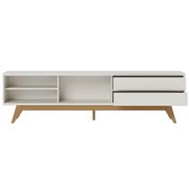 Bancada Veneza 200cm para TV até 75 Pol 2 Gavetas Ripado Off White Matte Bancada Veneza 200cm para TV até 75 Pol 2 Gavetas Ripado Off White Matte