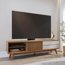 Bancada Viena c/ Portas e Compartimentos Sala de estar p/ TVs Freijo / Off White Matte Bancada Viena c/ Portas e Compartimentos Sala de estar p/ TVs Freijo / Off White Matte