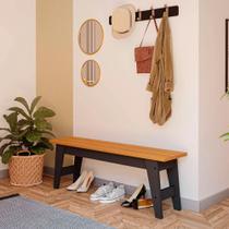 Banco 130 Cm 100% MDF Aurora Cimol Chumbo Preto/Nature