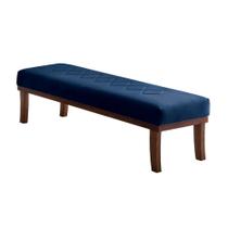 Banco 2 Lugares Theo Veludo Azul e Imbuia 140 cm Banco 2 Lugares Theo Veludo Azul e Imbuia 140 cm