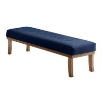 Banco 2 Lugares Theo Veludo Azul e Mel 100 cm