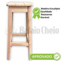 Banco Alto 70cm Madeira Maciça Quadrado