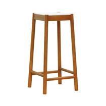 Banco Alto Amber Madeira Maciça - Amêndoa Assento Mdf Bp Na Cor Branca Banco Alto Amber Madeira Maciça - Amêndoa Assento Mdf Bp Na Cor Branca