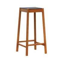 Banco Alto Amber Madeira Maciça - Amêndoa Assento Mdf Bp Na Cor Preta Banco Alto Amber Madeira Maciça - Amêndoa Assento Mdf Bp Na Cor Preta