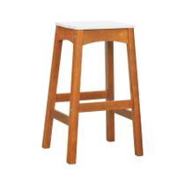 Banco Alto Áustria Madeira Maciça Assento MDF Laqueado Amêndoa/Branco Banco Alto Áustria Madeira Maciça Assento MDF Laqueado Amêndoa/Branco