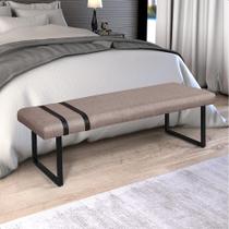 Banco Ares com Pés de Ferro Linho Bege 130cm