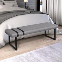 Banco Ares com Pés de Ferro Linho Cinza 130cm