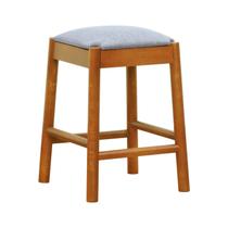 Banco Baixo Amber Madeira Maciça Assento Estofado Linho Impermeável