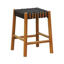 Banco Baixo Amber Madeira Maciça Trançado Corda