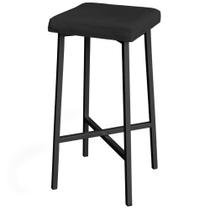 Banco Banqueta Decorativa Jolly Base Ferro Preta Assento