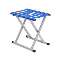 Banco Banqueta Dobrável de Aço Com Tecido em Nylon Azul Resistente