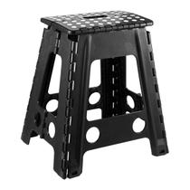 Banco Banqueta Dobrável Portátil Alta Plástico Preto 45cm Multiuso Camping Pesca Resistente Compacto