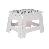 Banco Banqueta Dobrável Portátil Plástico Branco 22cm Multiuso Camping Pesca Banquinho Resistente Compacto