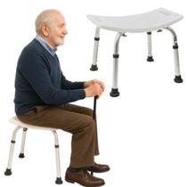 Banco Banqueta Simples para Banho Idoso Adulto até 120kg Regulável Alumínio