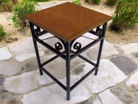 Banco Banquinho de Ferro e Madeira Rústico com assento em Madeira Maciça