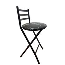 Banco Bar Dobrável Baixo Com Encosto Preto Floral Utilaço