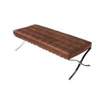 Banco Barcelona Couro Natural Marrom Base Inox Banco Barcelona Couro Natural Marrom Base Inox