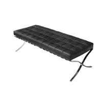 Banco Barcelona Couro Natural Preto Base Inox Banco Barcelona Couro Natural Preto Base Inox