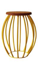 Banco Barril Amarelo Madeira Ferro Rústico Peroba