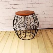 Banco Barril Rococó em Ferro e Madeira Rústico Premium