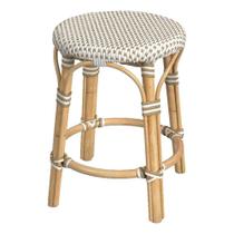 Banco Butler Specialty Company Tobias Rattan redondo 45 cm branco/castanho