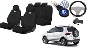 Banco Capas Tecido Proteção Crossfox 2003-2022 + Volante + Chaveiro VW