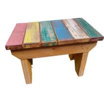 banco colorido madeira de demolição apoio para os pés - tok final artesanatos