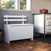 Banco com Baú com Encosto Ripado em MDP - Branco Banco com Baú com Encosto Ripado em MDP - Branco
