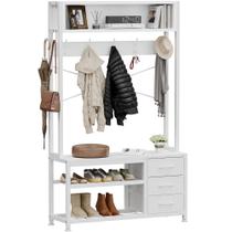 Banco com Cabideiro Lulive 80x30x180cm com Armazenamento para Sapatos Branco