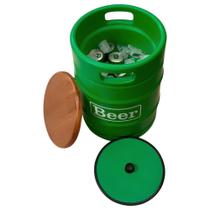 Banco Cooler de Cervejas Barril Decorativo Tampo de Madeira 28L Verde Banco Cooler de Cervejas Barril Decorativo Tampo de Madeira 28L Verde