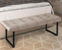 Banco Dacar com Pés de Ferro Linho Bege 130cm